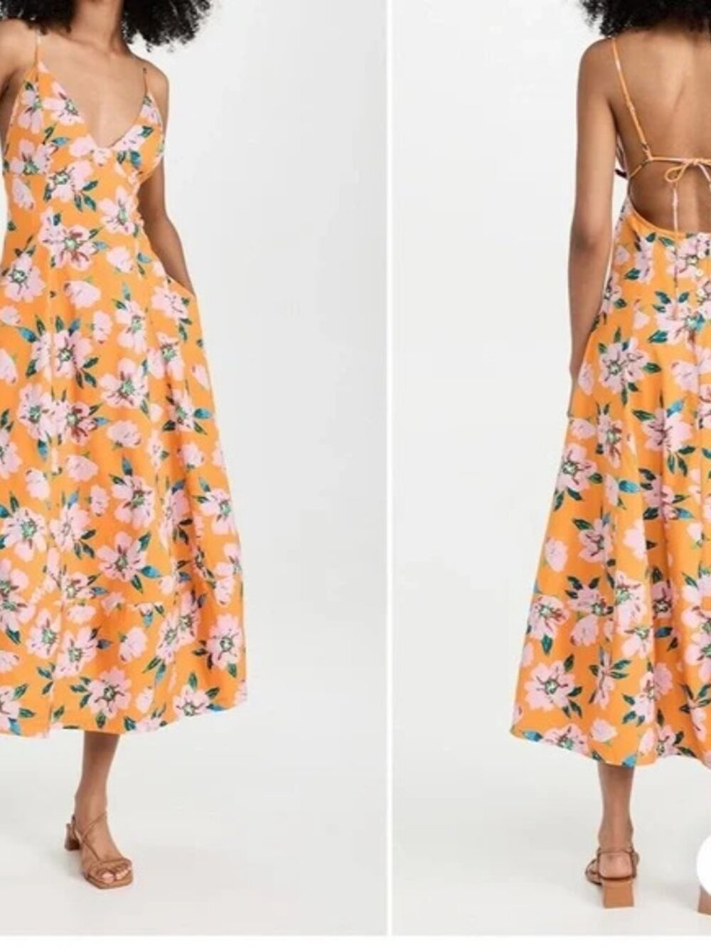 Free People Finer Things midi maxi dress in Sunshine Combo size S - Picture 3 of 7